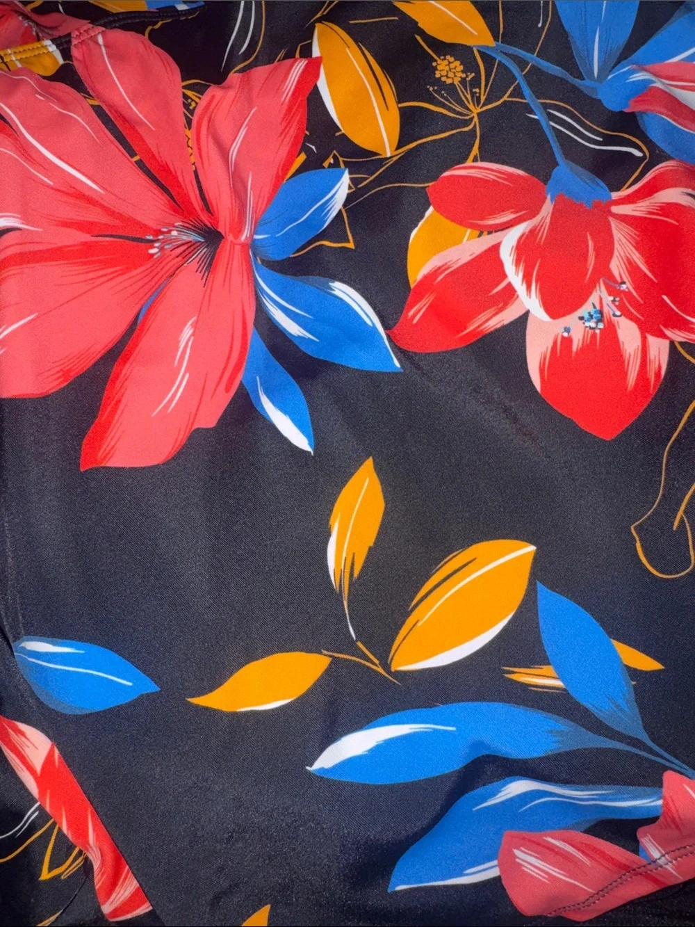 Swim Solutions Plus Size Tiered Black Floral-Print One Piece 16W NEW - Picture 4 of 5